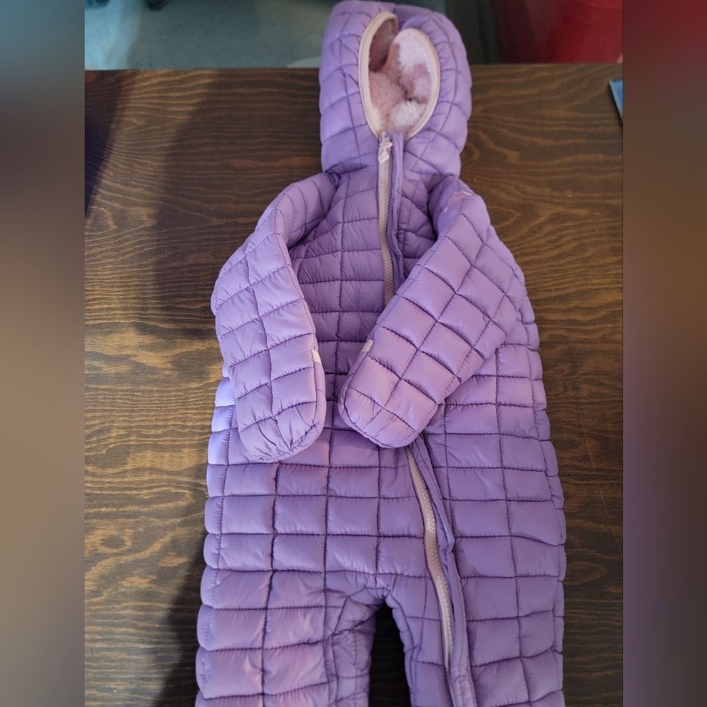 Snozu Pink And Purple Fleece Baby Snowsuit